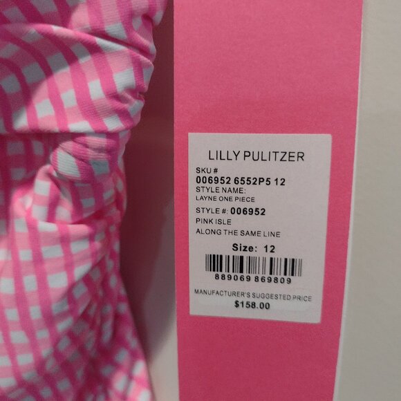 Lilly Pulitzer  PINK ISLE ALONG THE SAME LINE swim suit (size 12) - Picture 1 of 9
